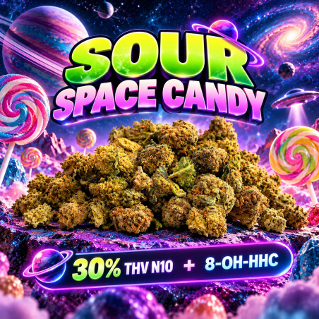 Fleur THV N10 effets relaxants Sour Space Candy - Small Buds THV N10 - Livraison THV N10 Sour Space Candy